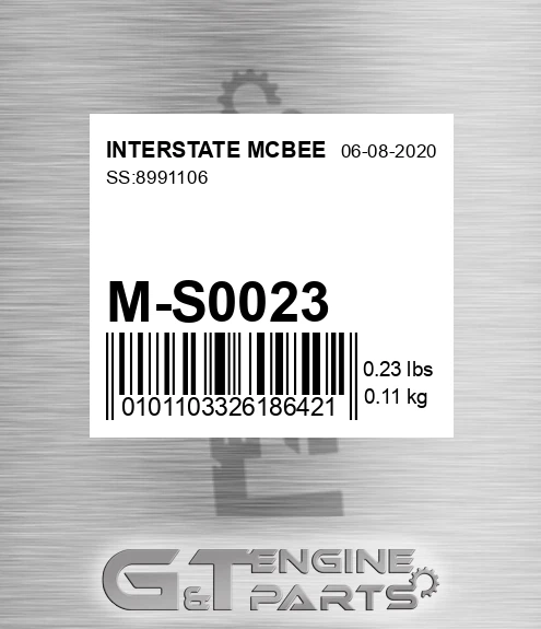 M-S0023 Ss:8991106 for INTERSTATE MCBEE