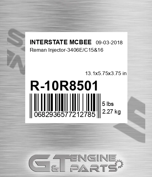 R-10R8501 Reman Injector-3406e/c15&16 for INTERSTATE MCBEE