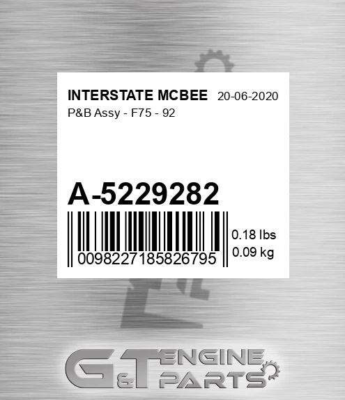 A-5229282 P&b Assy - F75 - 92