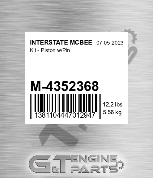 M-4352368 Kit - Piston W/pin for INTERSTATE MCBEE