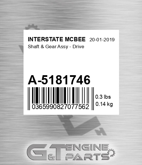 A-5181746 Shaft & Gear Assy - Drive