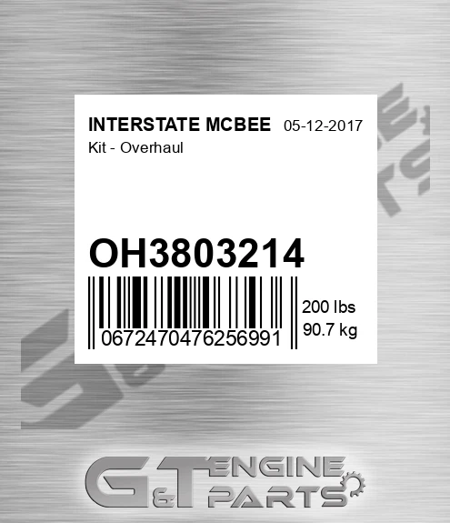OH3803214 Kit - Overhaul for INTERSTATE MCBEE