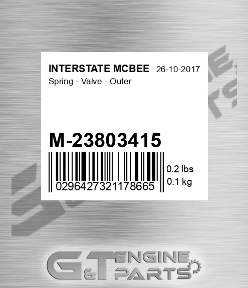 M-23803415 Spring - Valve - Outer