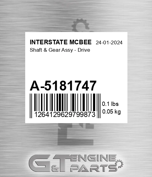 A-5181747 Shaft & Gear Assy - Drive