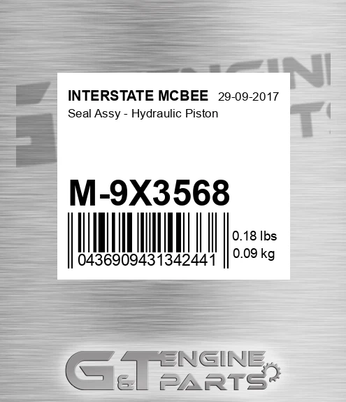 M-9X3568 Seal Assy - Hydraulic Piston for INTERSTATE MCBEE