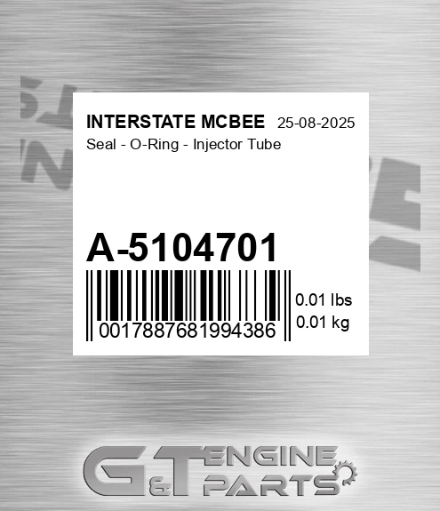 A-5104701 Seal - O-ring - Injector Tube for INTERSTATE MCBEE