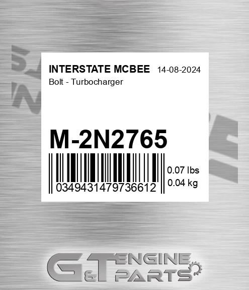 M-2N2765 Bolt - Turbocharger for INTERSTATE MCBEE