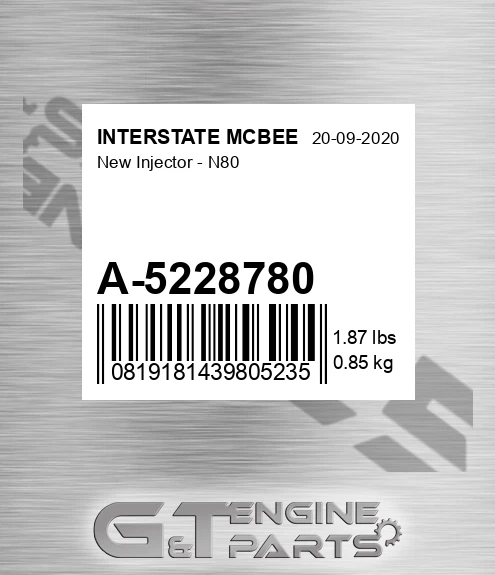 A-5228780 New Injector - N80 for INTERSTATE MCBEE