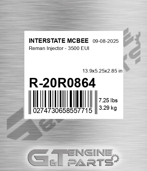 R-20R0864 Reman Injector - 3500 Eui for INTERSTATE MCBEE