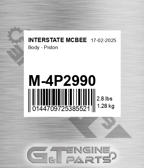 M-4P2990 Body - Piston for INTERSTATE MCBEE