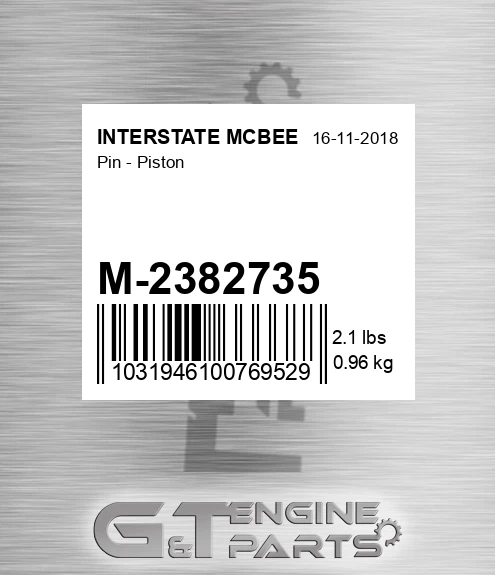 M-2382735 Pin - Piston for INTERSTATE MCBEE