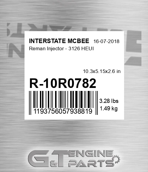 R-10R0782 Reman Injector - 3126 Heui