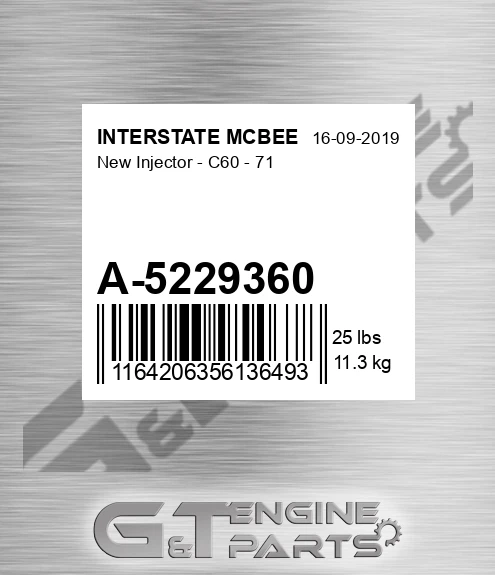A-5229360 New Injector - C60 - 71