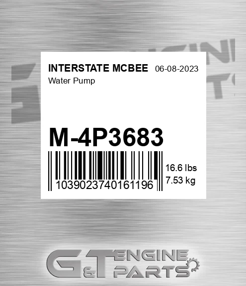 M-4P3683 Water Pump for INTERSTATE MCBEE