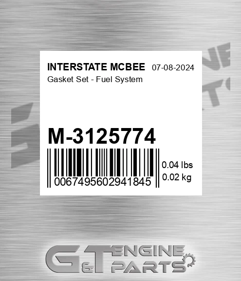 M-3125774 Gasket Set - Fuel System for INTERSTATE MCBEE