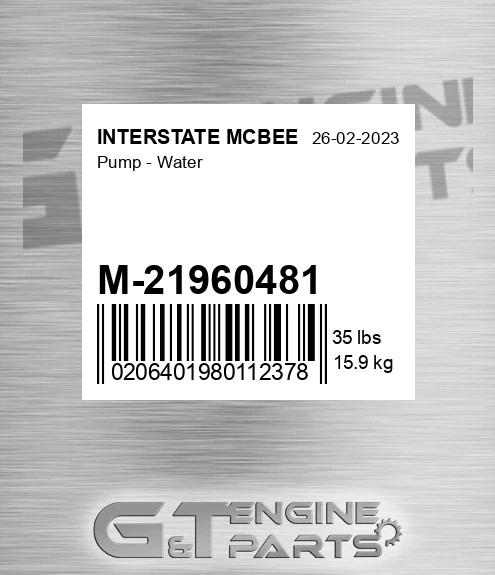 M-21960481 Pump - Water