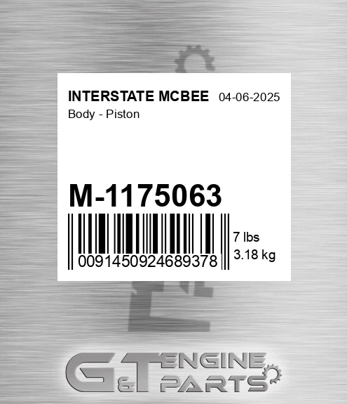M-1175063 Body - Piston for INTERSTATE MCBEE