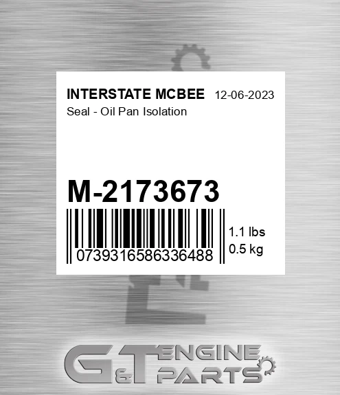M-2173673 Seal - Oil Pan Isolation for INTERSTATE MCBEE
