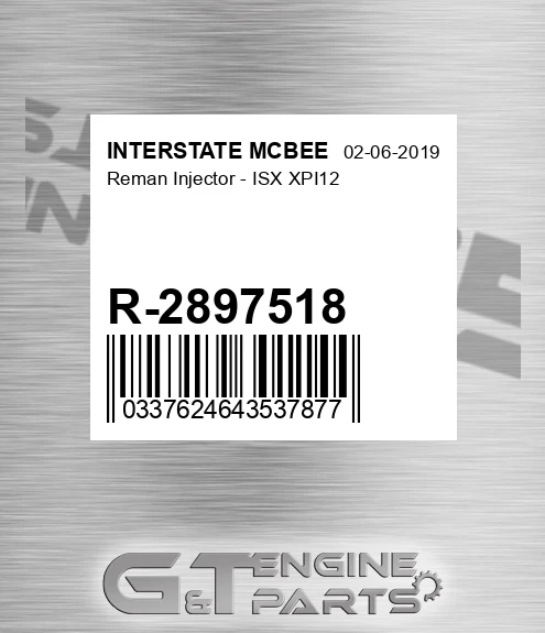 R-2897518 Reman Injector - Isx Xpi12
