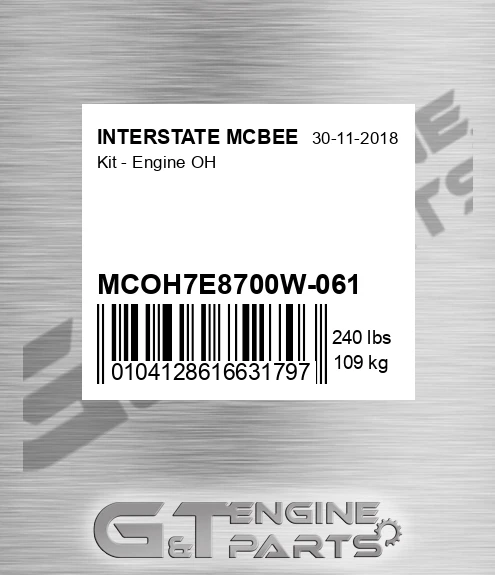 MCOH7E8700W-061 Kit - Engine Oh
