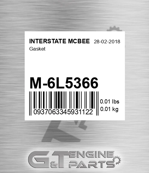 M-6L5366 Gasket for INTERSTATE MCBEE
