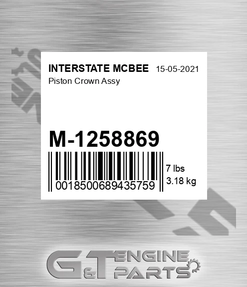 M-1258869 Piston Crown Assy for INTERSTATE MCBEE