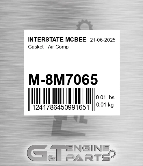 M-8M7065 Gasket - Air Comp for INTERSTATE MCBEE