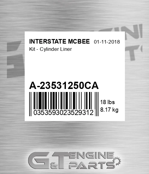 A-23531250CA Kit - Cylinder Liner