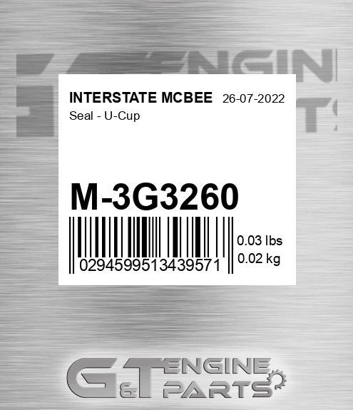 M-3G3260 Seal - U-cup for INTERSTATE MCBEE