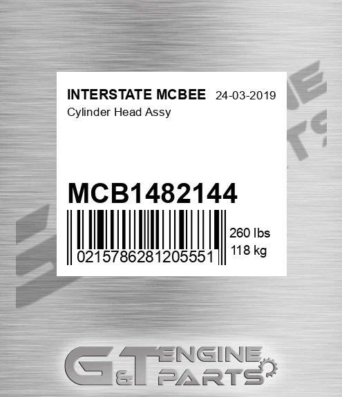MCB1482144 INTERSTATE MCBEE Cylinder Head Assy