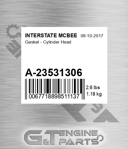 A-23531306 Gasket - Cylinder Head