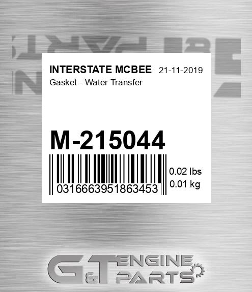 M-215044 Gasket - Water Transfer