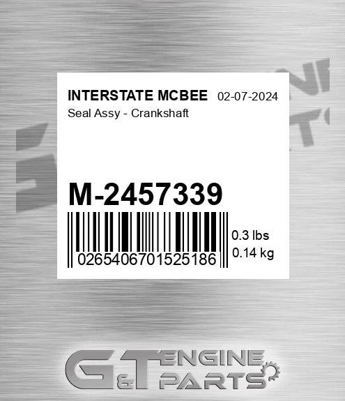 M-2457339 Seal Assy - Crankshaft for INTERSTATE MCBEE
