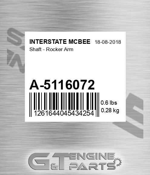 A-5116072 Shaft - Rocker Arm