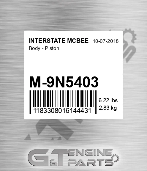 M-9N5403 Body - Piston for INTERSTATE MCBEE