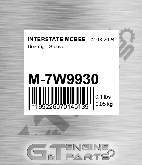 M-7W9930 Bearing - Sleeve for INTERSTATE MCBEE