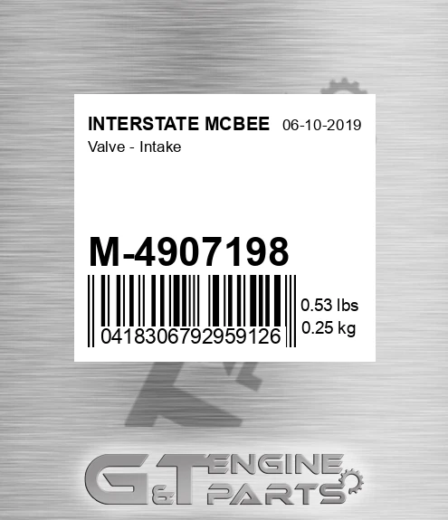 M-4907198 Valve - Intake for INTERSTATE MCBEE