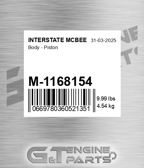 M-116-8154 Body - Piston for INTERSTATE MCBEE