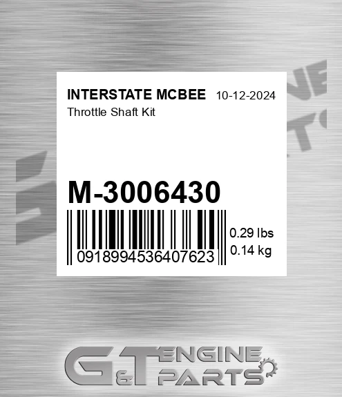 M-3006430 Throttle Shaft Kit for INTERSTATE MCBEE