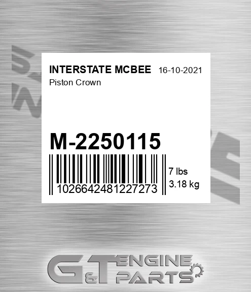 M-2250115 Piston Crown for INTERSTATE MCBEE