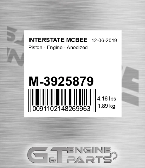 M-3925879 Piston - Engine - Anodized