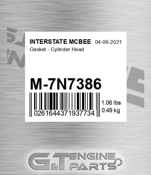 M-7N7386 Gasket - Cylinder Head for INTERSTATE MCBEE