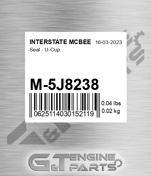 M-5J8238 Seal - U-cup for INTERSTATE MCBEE