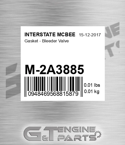 M-2A3885 Gasket - Bleeder Valve for INTERSTATE MCBEE