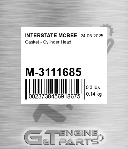 M-3111685 Gasket - Cylinder Head for INTERSTATE MCBEE