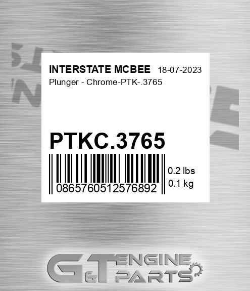 PTKC.3765 Plunger - Chrome-ptk-.3765 for INTERSTATE MCBEE