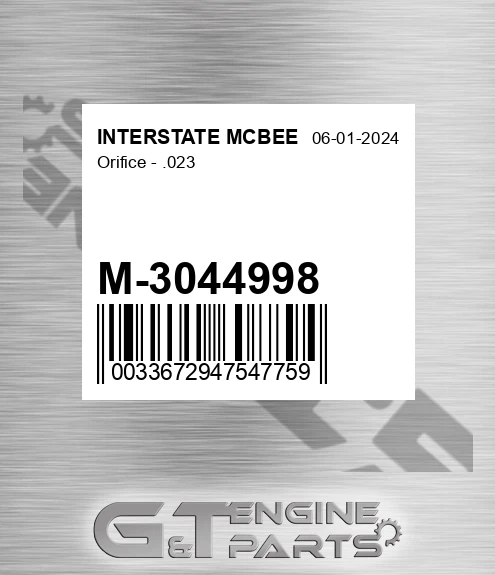 M-3044998 Orifice - .023 for INTERSTATE MCBEE