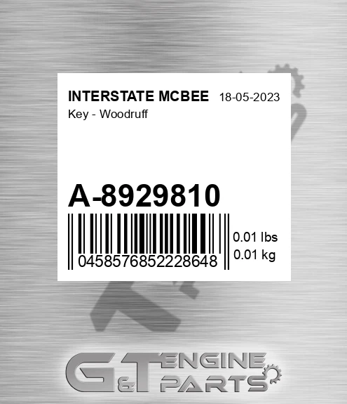 A-8929810 Key - Woodruff