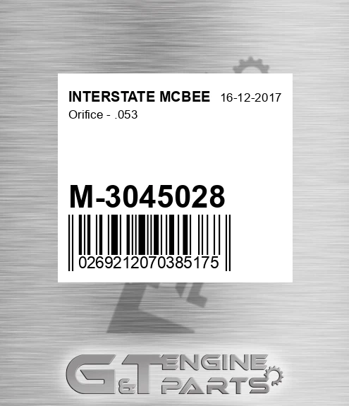 M-3045028 Orifice - .053 for INTERSTATE MCBEE
