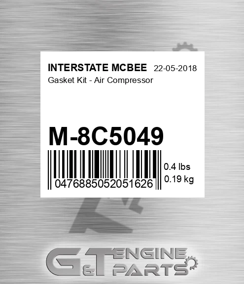 M-8C5049 Gasket Kit - Air Compressor for INTERSTATE MCBEE